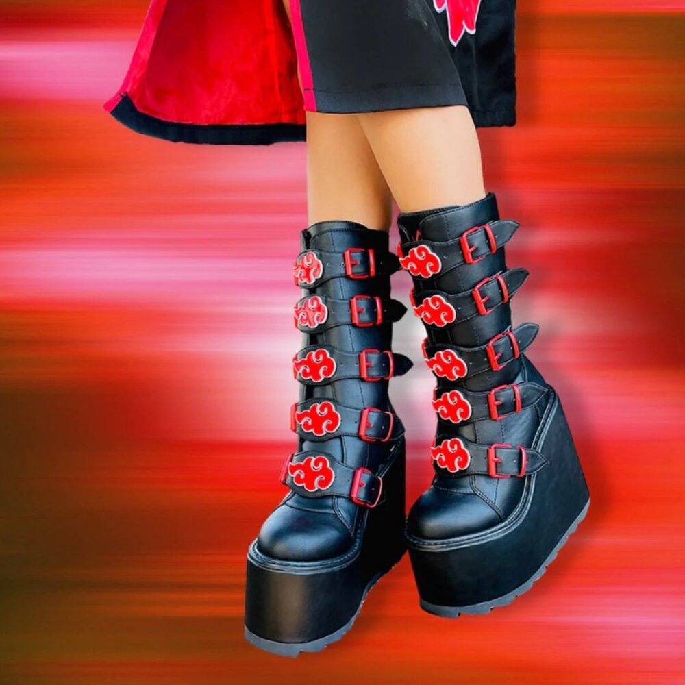 YRU X Naruto Dune Akatsuki Cosplay Platform Boots